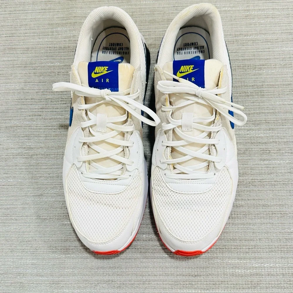 Size 12 -Nike Air Max Excee Hyper Blue White Red‎ Leather Tan Suede (CD4165-101)